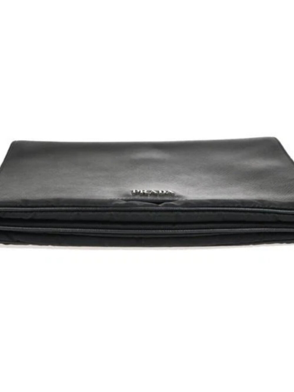 PRADA Saffiano Diagonal Chain Shoulder Bag Nylon Leather Black SHW 10ZA204 - Picture 6 of 15